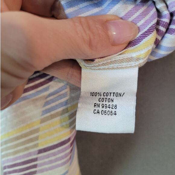 Bugatchi Uomo Shirt Men’s L Colorful Striped Shaped Fit Party Style EUC - Picture 8 of 12